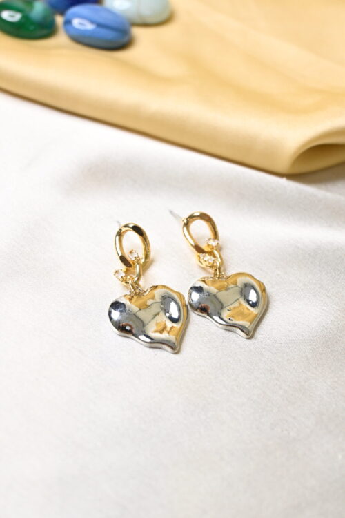 Dualtone Hanging Heart Earings