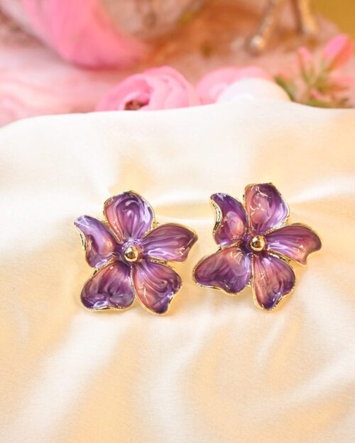 Petaline Enamel Plated Flower- Violet