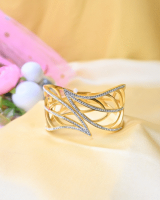 Broad Leaf with AD Stones Bracelet