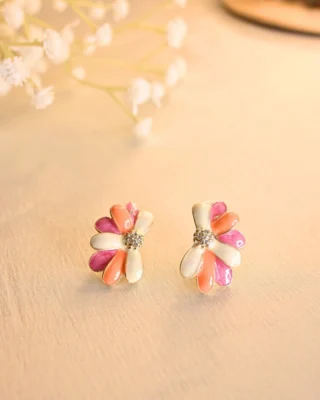 Blossom Arc Earings- Orange Pink