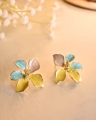 Blossom Bloom Earings-Yellow Blue