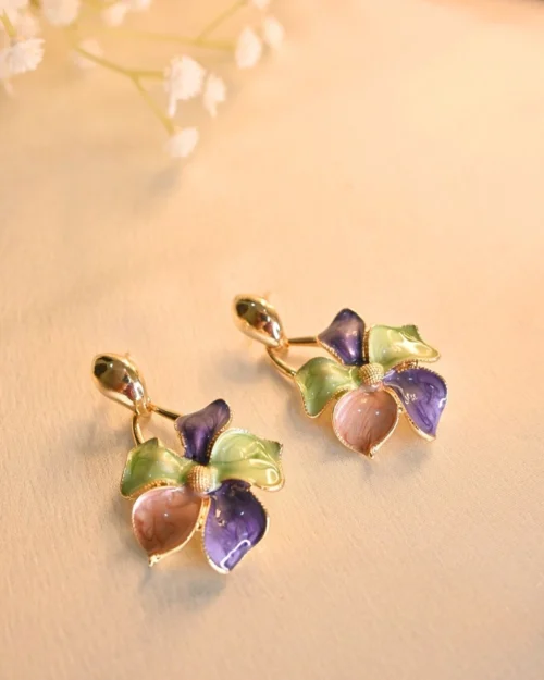Blossom Bloom Hanging Earings- Green