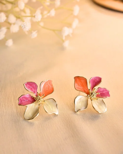 Blossom Bloom Earings-Pink White
