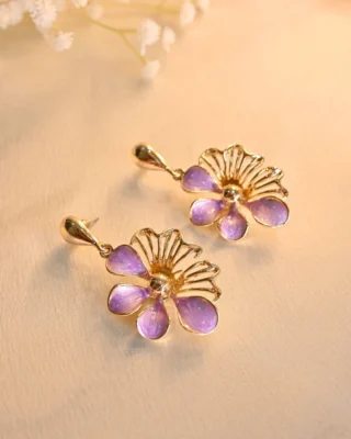 Chamellia Charm Earings- Lilac (Golden Plated)