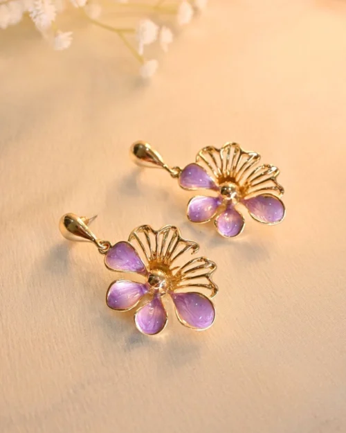 Chamellia Charm Earings- Lilac (Golden Plated)