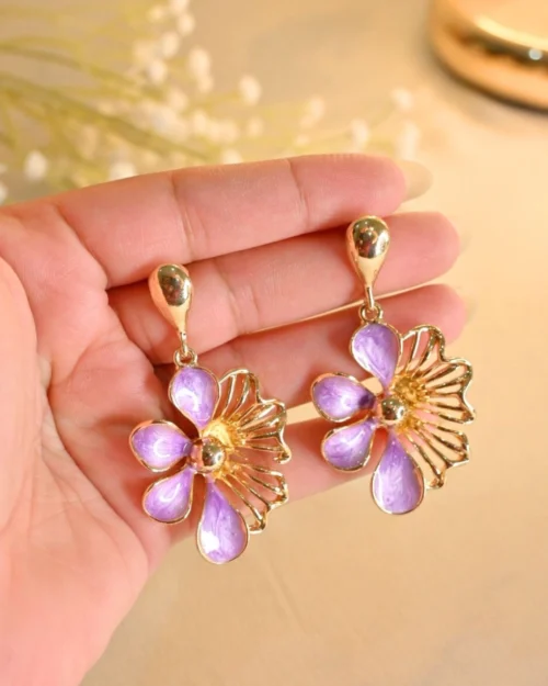 Chamellia Charm Earings- Lilac (Golden Plated) - Image 2