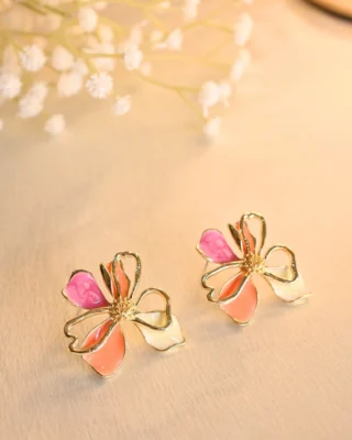 Flora Flicks Earings-Orange White