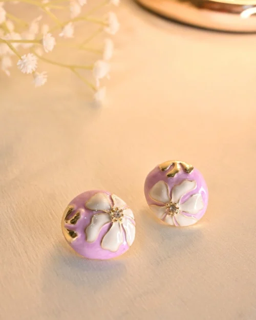 Petal Pop Enamel plated Earings-Lilac