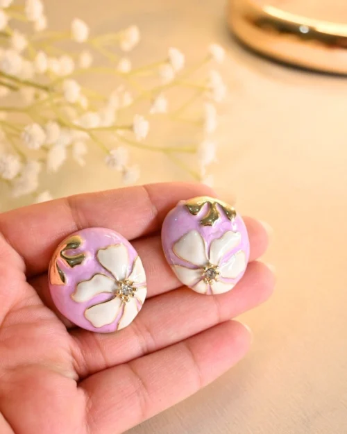 Petal Pop Enamel plated Earings-Lilac - Image 2