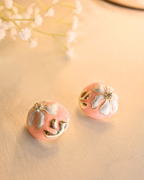 Petal Pop Enamel plated Earings-Peach